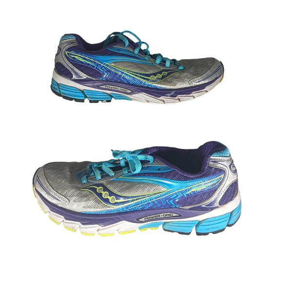Saucony Women's Running Shoes Power Grid Blue Purple Silver Size 9 - Picture 1 of 8